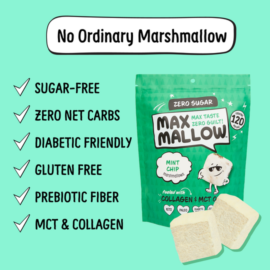 Max Sweets Mint Chip Max Mallow - Gluten-Free, Soy-Free & Sugar-Free Marshmallow 3 Pack